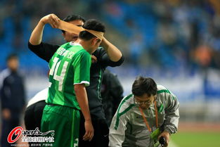 杭州1 0江蘇 劉斌受傷后包扎